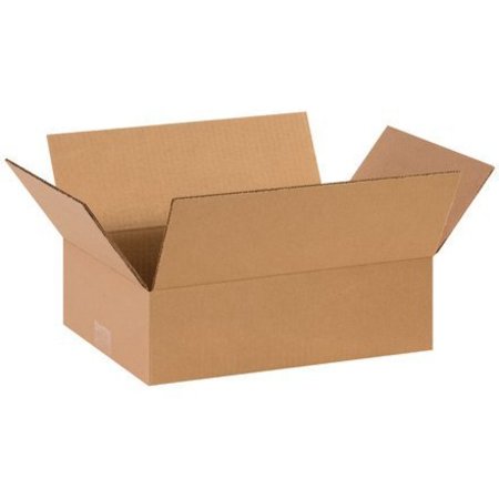 BOX PACKAGING Flat Cardboard Corrugated Boxes, 14"L x 8"W x 4"H, Kraft 1484